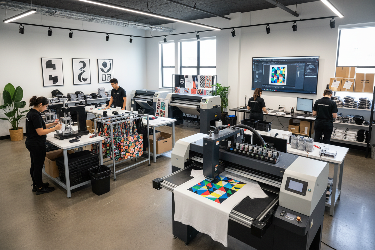 erstelle mir ein bild zur Produktion von print on demand